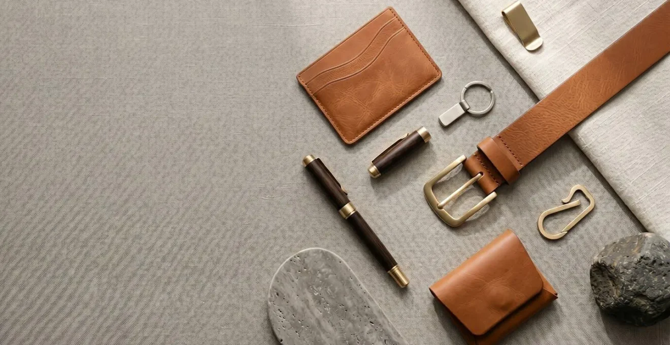 Composition élégante d'accessoires de luxe abordables sur fond minimaliste