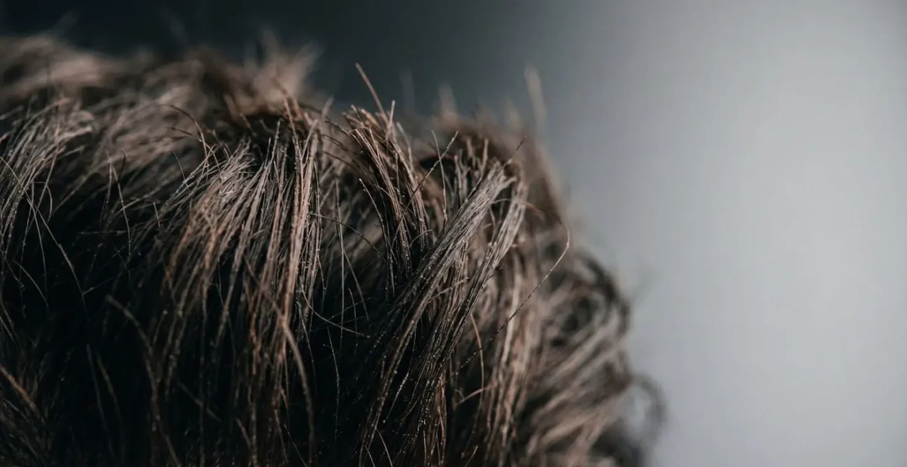 Gros plan sur des cheveux masculins épais et texturés coiffés avec de l'argile mate