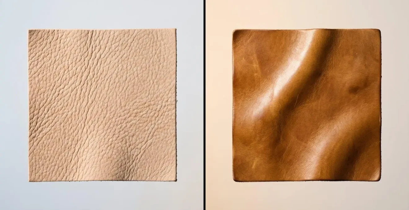 Transformation progressive du cuir tanné végétal développant sa patine dorée au fil du temps